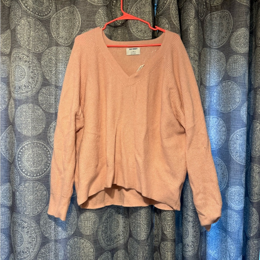 Women's Pink V-Neck Sweater